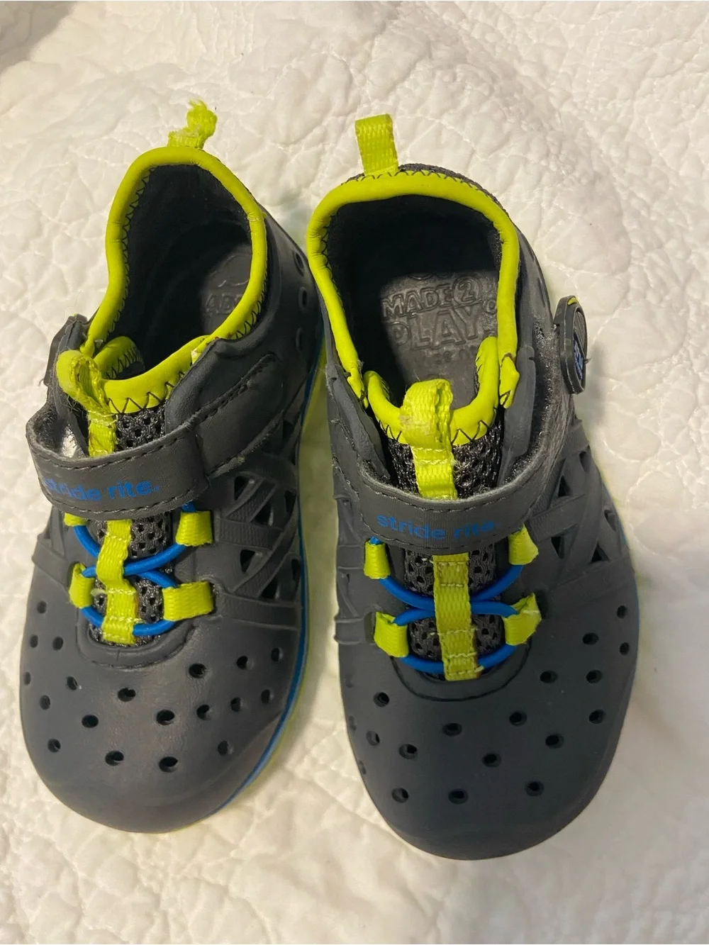 Stride Rite size 7 made 2 play phobian Gray Lime Water / play Shoes for Kids